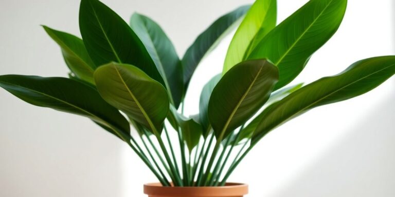 ZZ plant with glossy leaves in a pot.