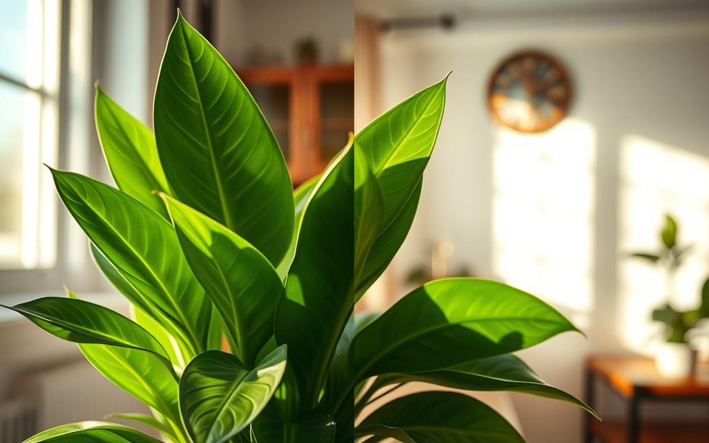 ZZ plant growing in bright indirect light
