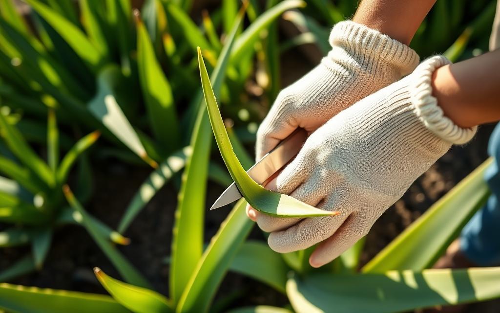 harvest aloe vera leaves harvest aloe vera leaves